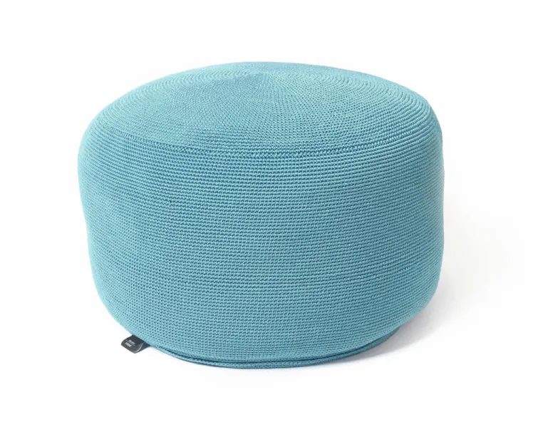 Hocker FISCHER �Pouf Lounge Fu�auflage rund blau� Bezug wetterfest
